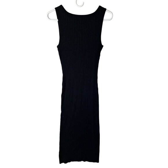 525 America Womens Rib Knit Scoop Neck Sleeveless Stretchy Dress Size M Black - Picture 2 of 13